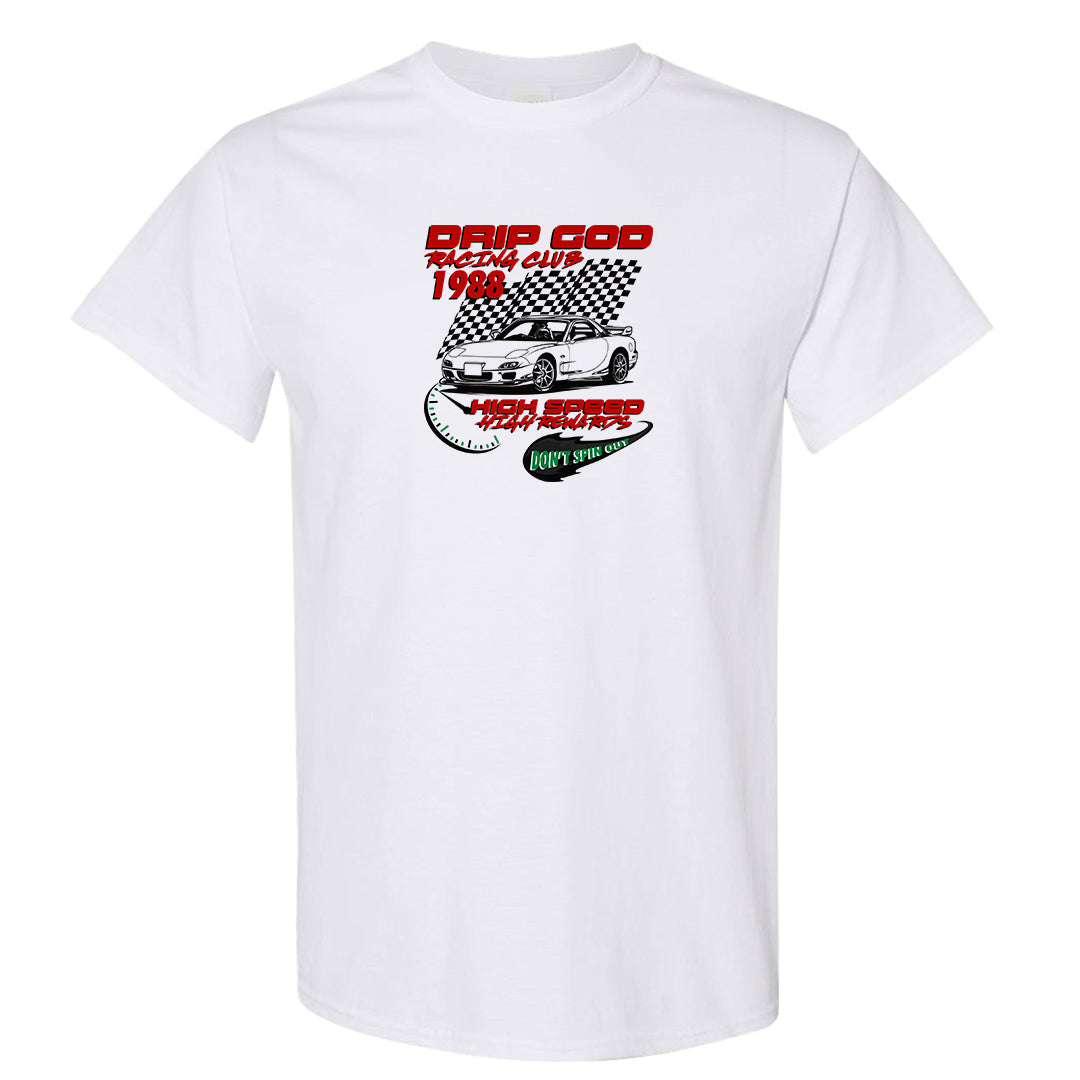Plaid High Dunks T Shirt | Drip God Racing Club, White