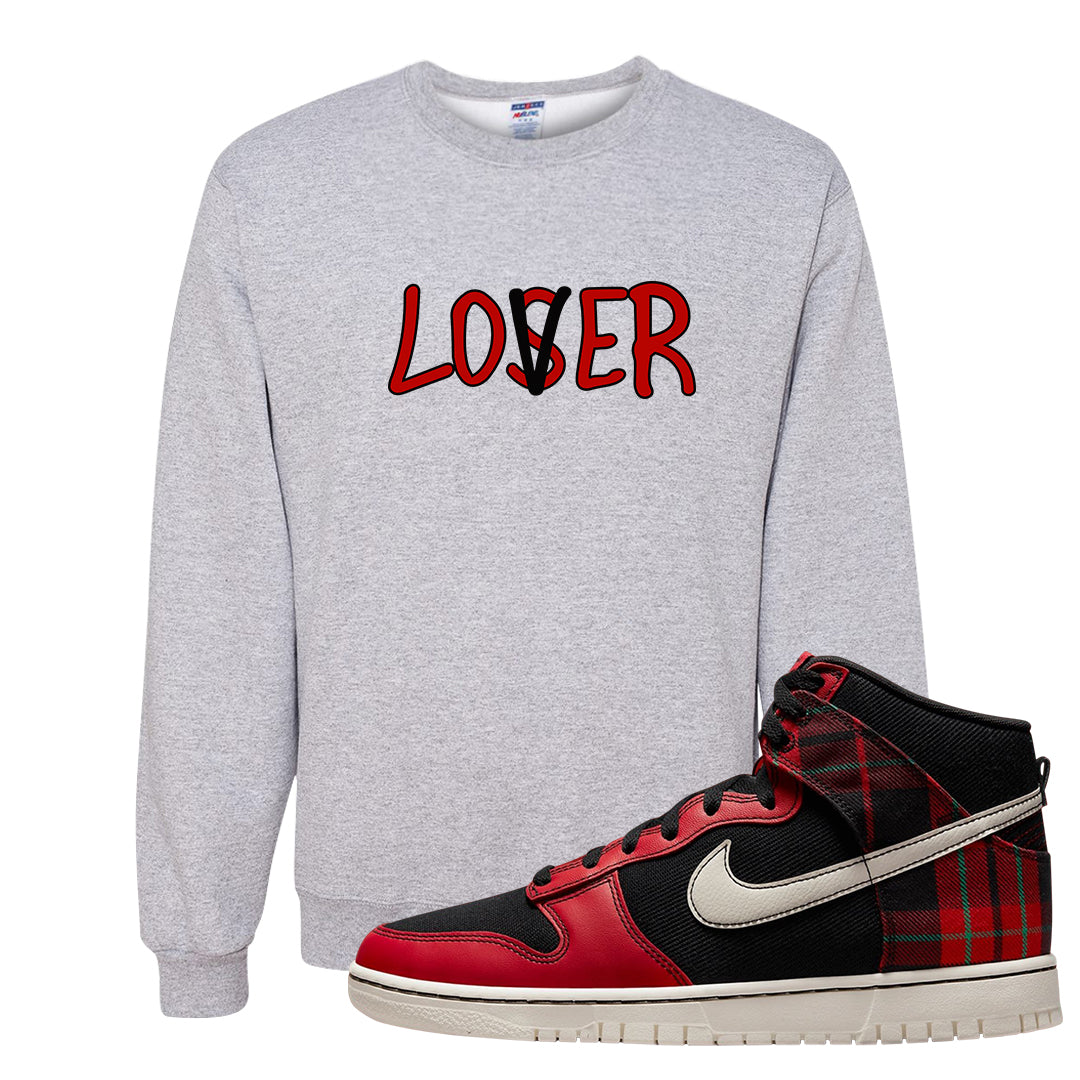 Plaid High Dunks Crewneck Sweatshirt | Lover, Ash