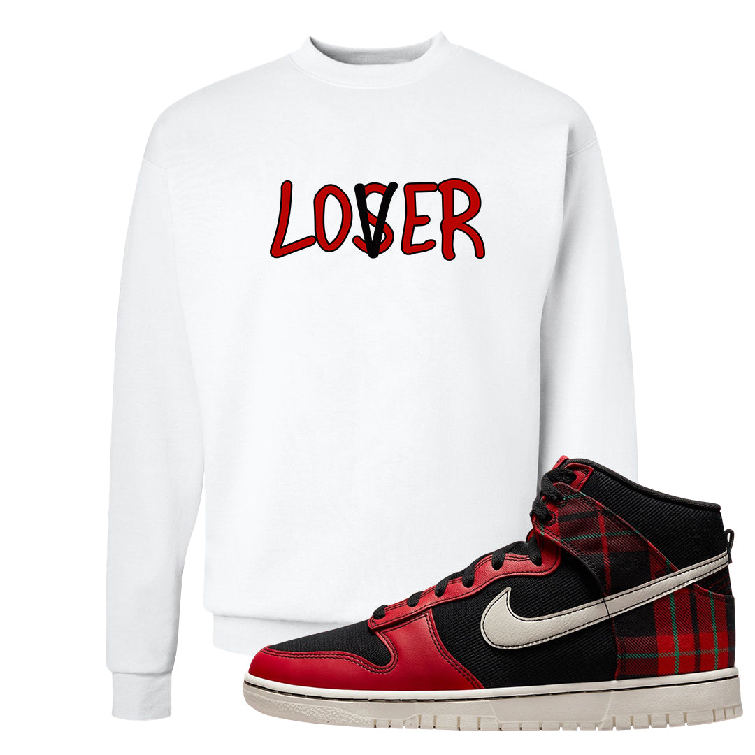 Plaid High Dunks Crewneck Sweatshirt | Lover, White