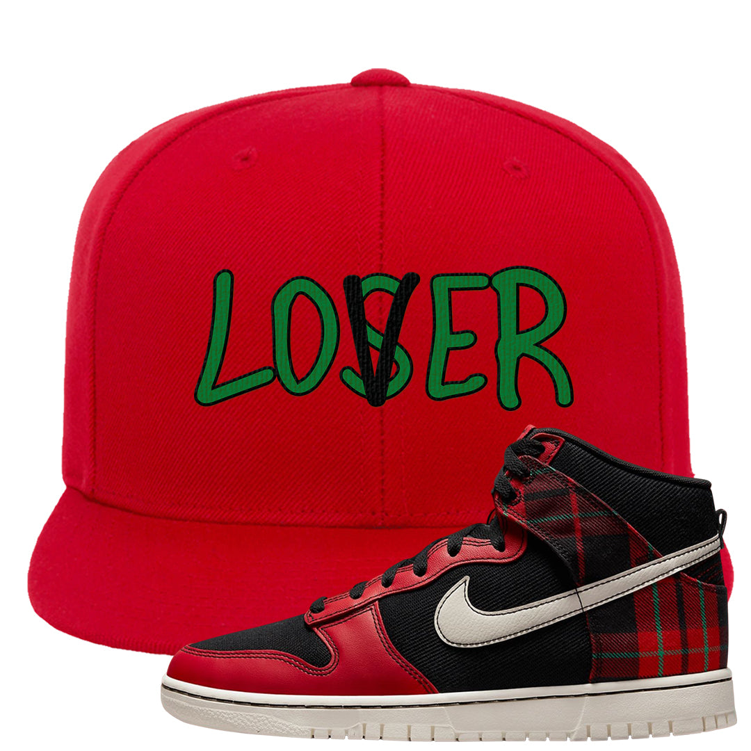 Plaid High Dunks Snapback Hat | Lover, Red