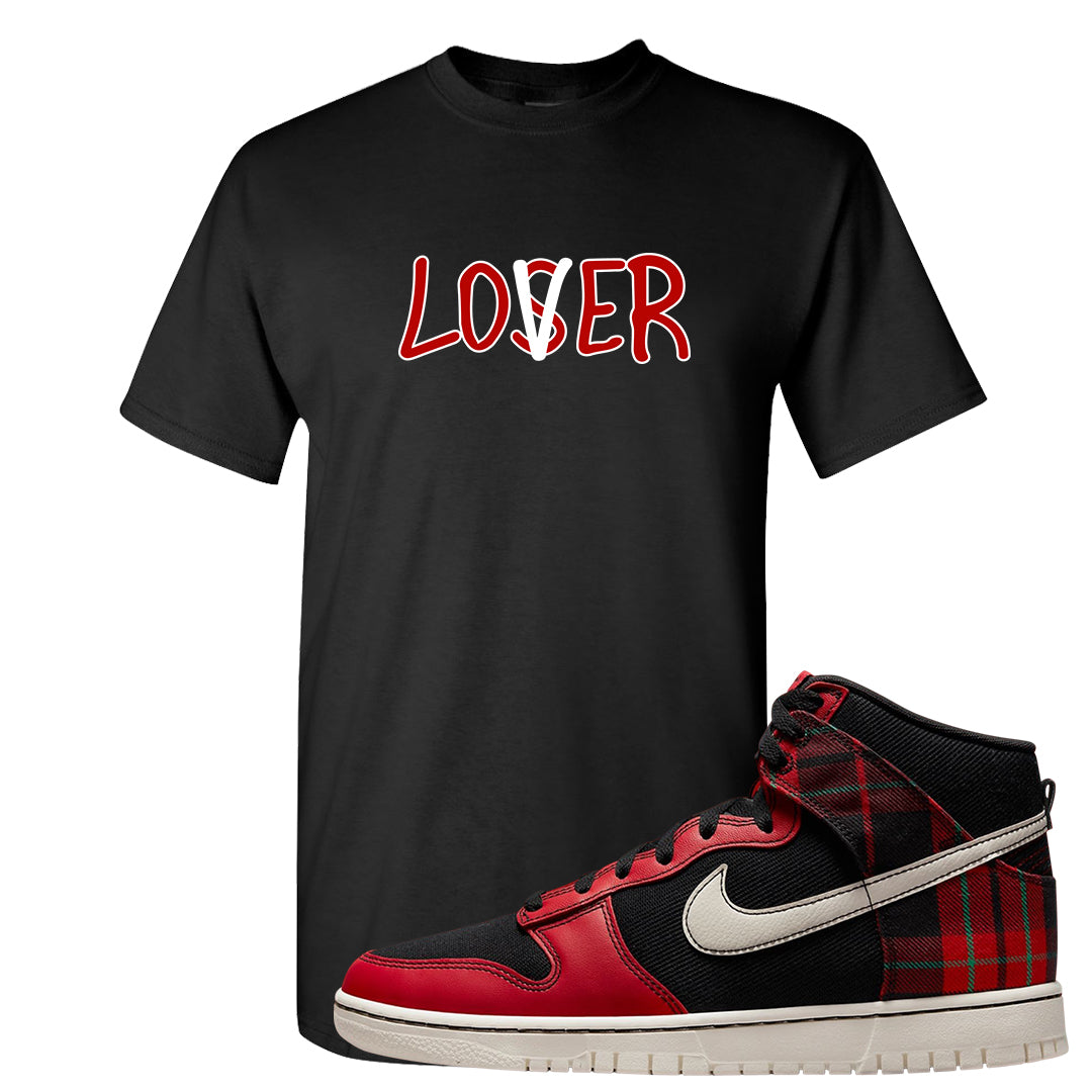 Plaid High Dunks T Shirt | Lover, Black