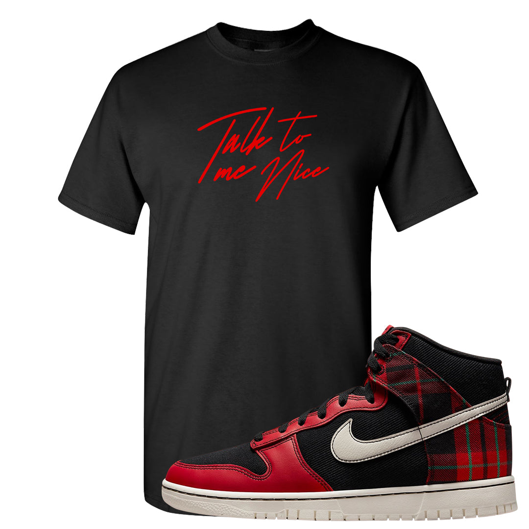 Plaid High Dunks T Shirt | Talk To Me Nice, Black