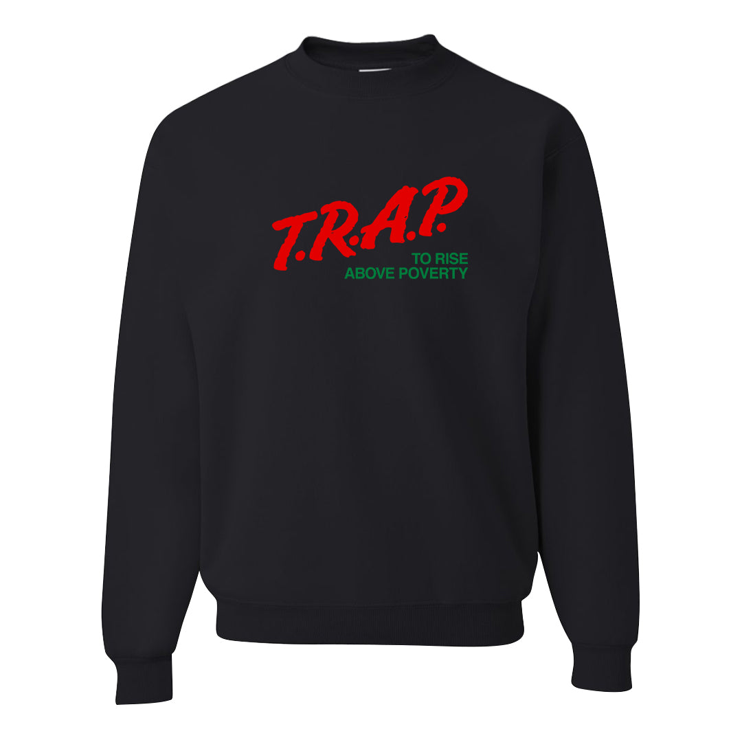 Plaid High Dunks Crewneck Sweatshirt | Trap To Rise Above Poverty, Black