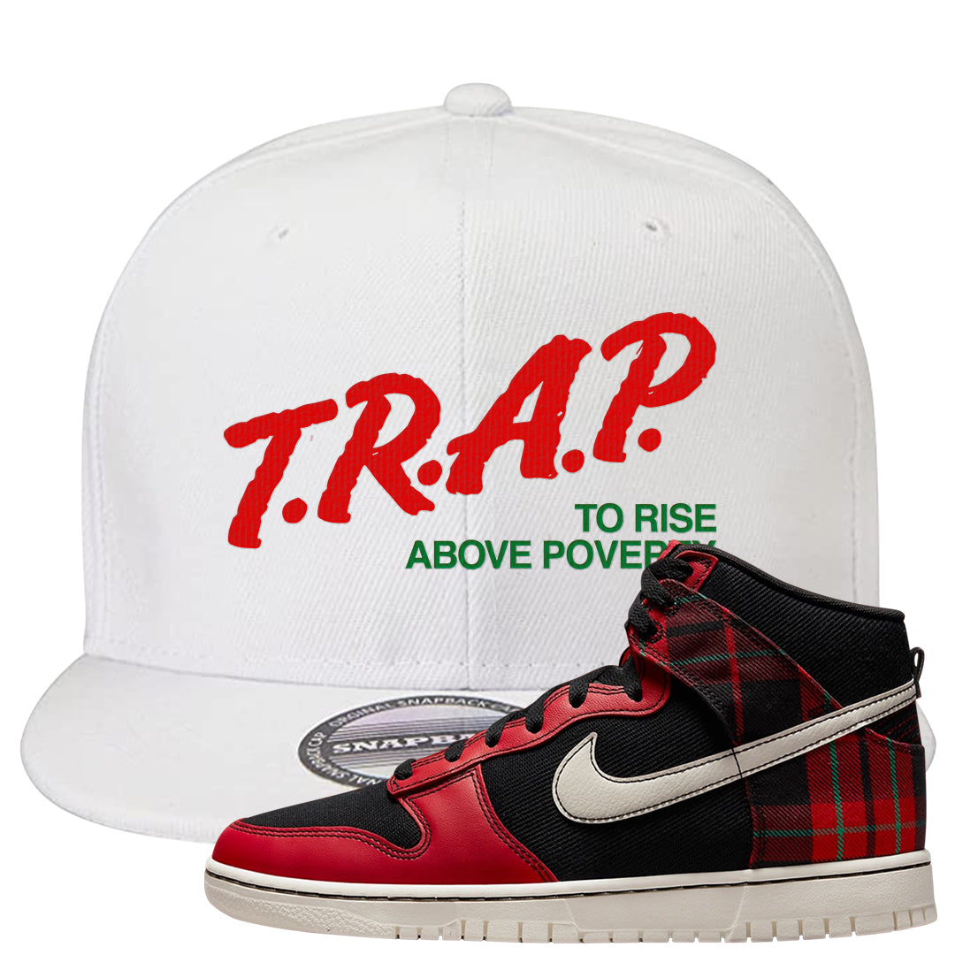Plaid High Dunks Snapback Hat | Trap To Rise Above Poverty, White