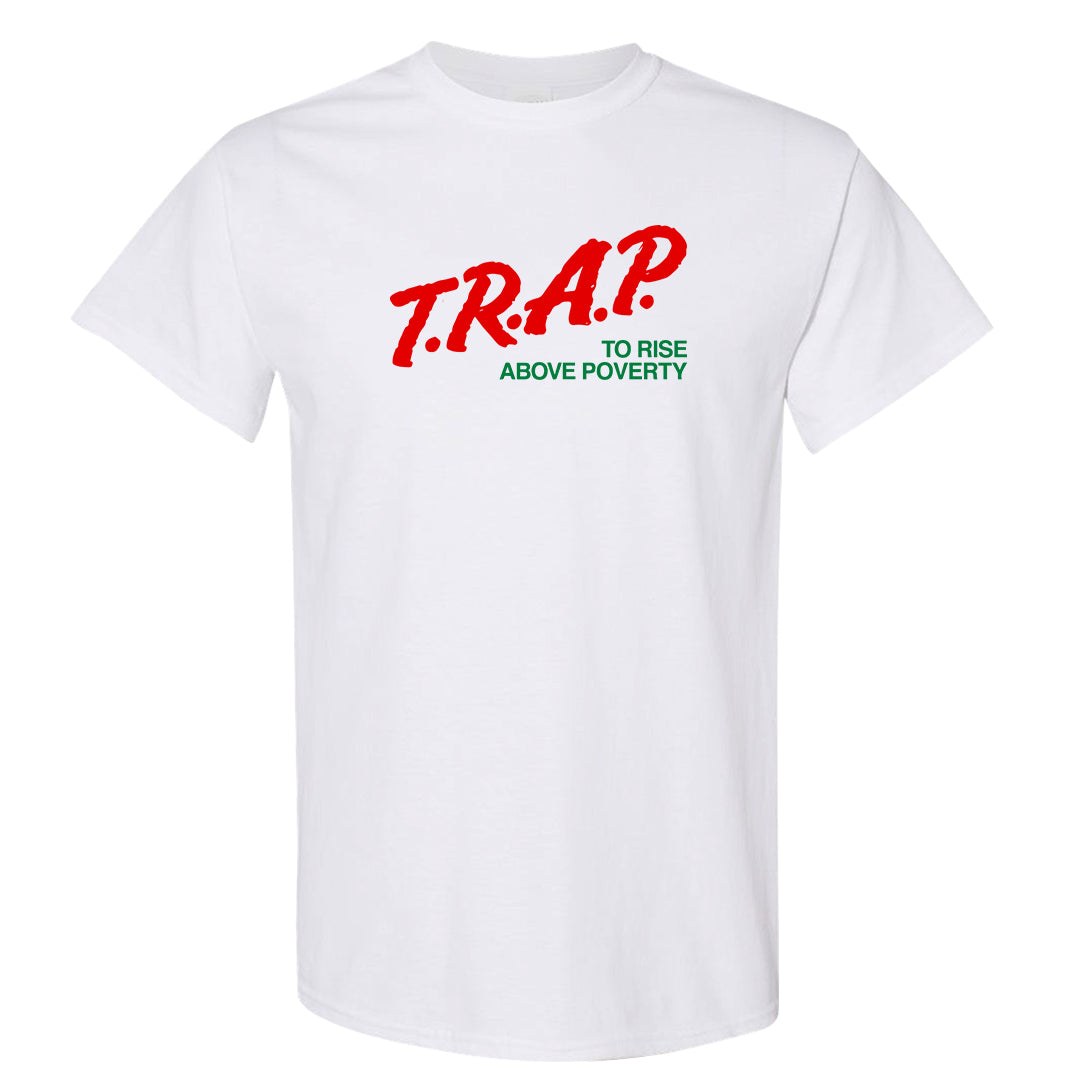 Plaid High Dunks T Shirt | Trap To Rise Above Poverty, White