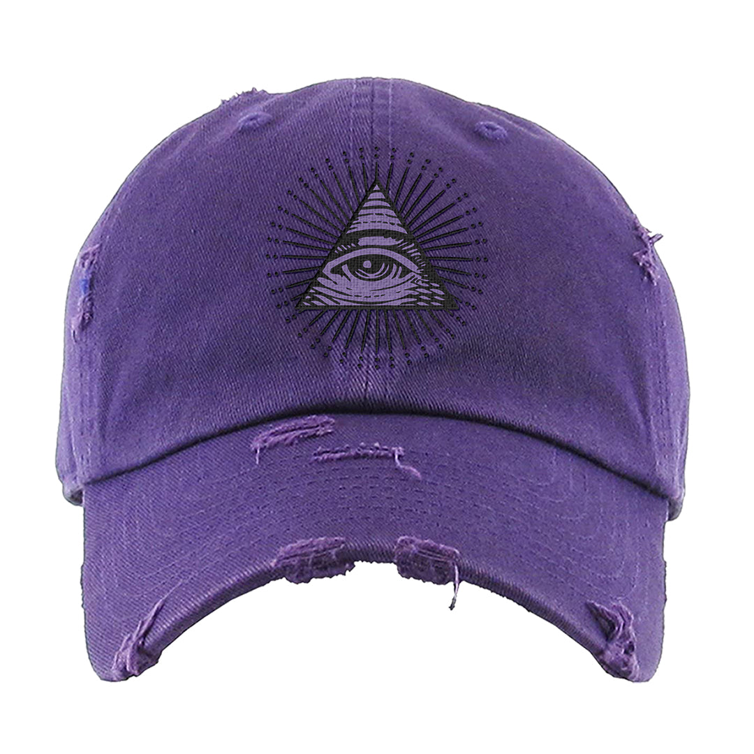 Psychic Purple High Dunks Distressed Dad Hat | All Seeing Eye, Purple