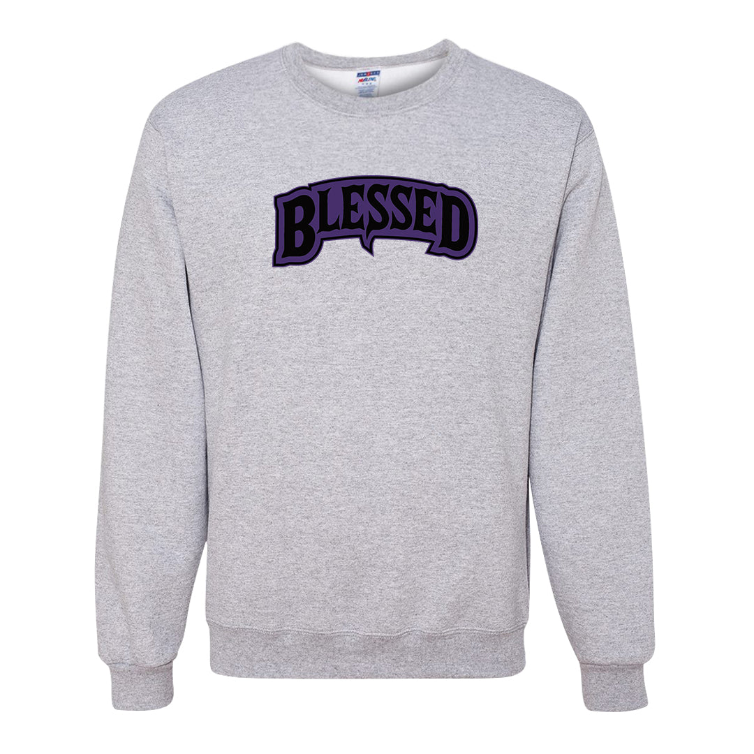 Psychic Purple High Dunks Crewneck Sweatshirt | Blessed Arch, Ash
