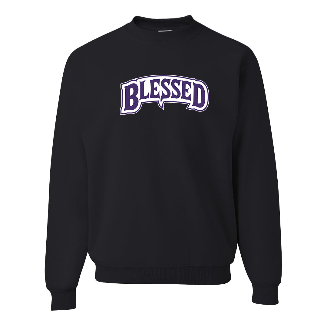 Psychic Purple High Dunks Crewneck Sweatshirt | Blessed Arch, Black