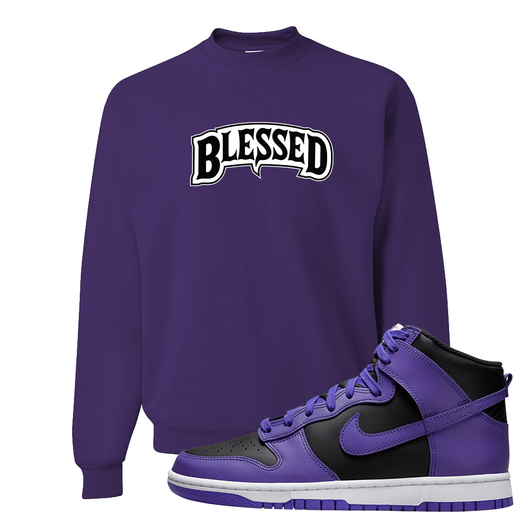 Psychic Purple High Dunks Crewneck Sweatshirt | Blessed Arch, Deep Purple