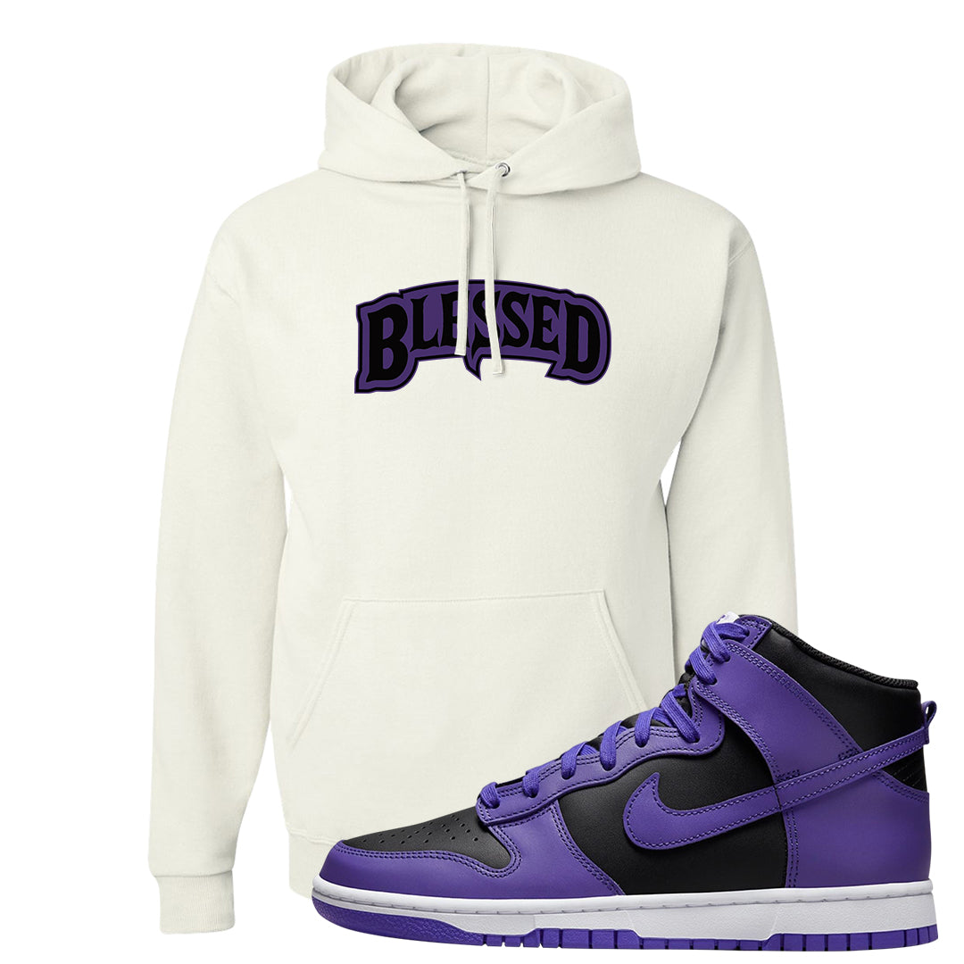 Psychic Purple High Dunks Hoodie | Blessed Arch, White