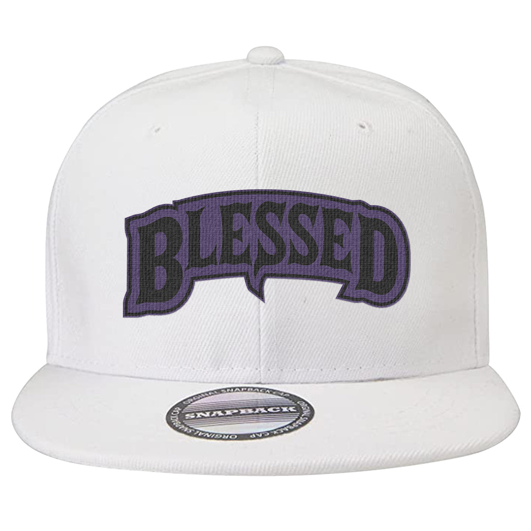 Psychic Purple High Dunks Snapback Hat | Blessed Arch, White
