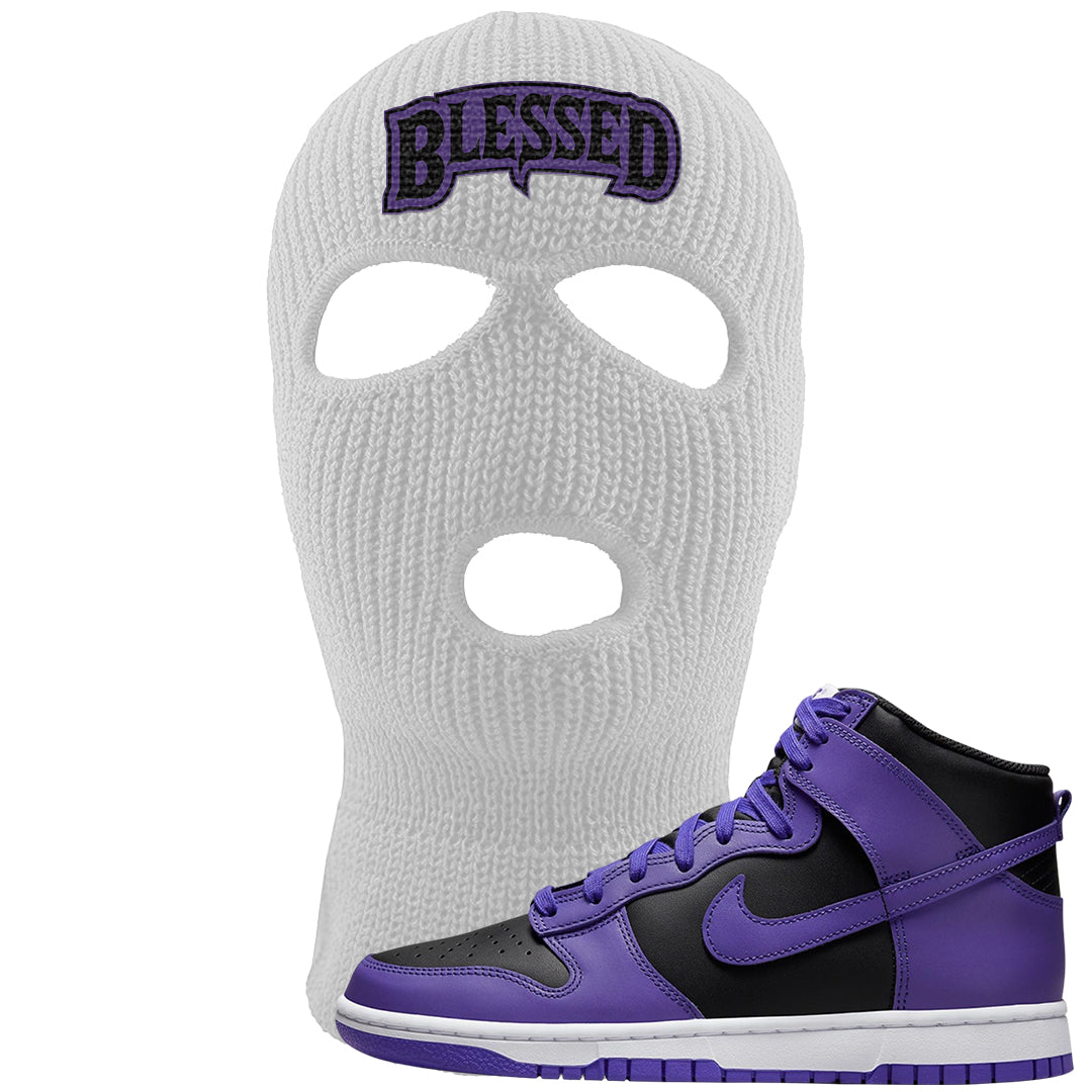Psychic Purple High Dunks Ski Mask | Blessed Arch, White