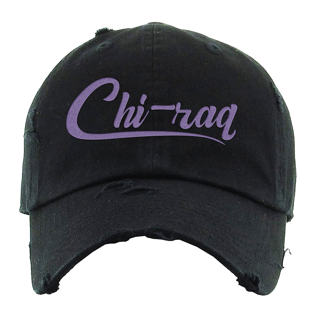 Psychic Purple High Dunks Distressed Dad Hat | Chiraq, Black