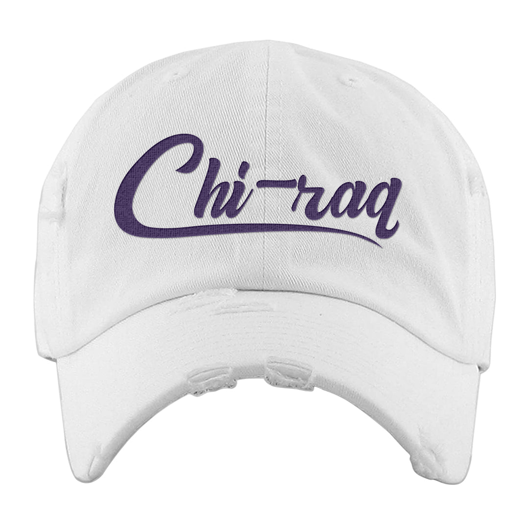 Psychic Purple High Dunks Distressed Dad Hat | Chiraq, White