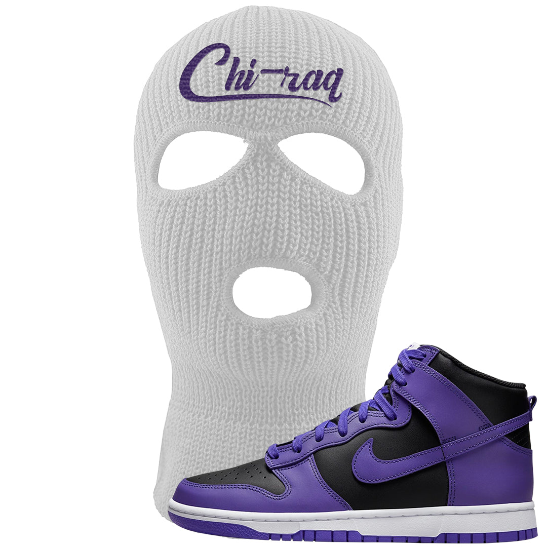 Psychic Purple High Dunks Ski Mask | Chiraq, White
