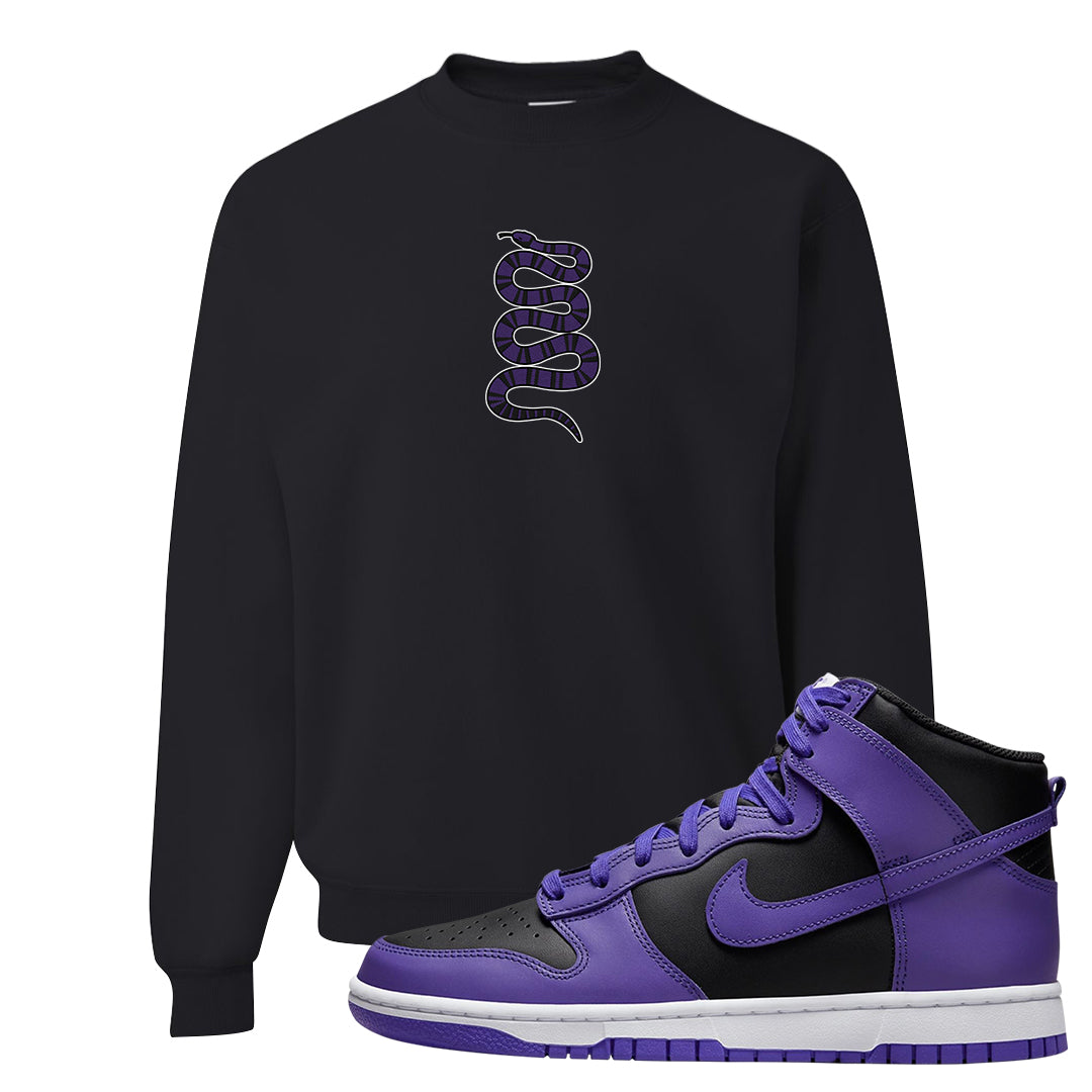 Psychic Purple High Dunks Crewneck Sweatshirt | Coiled Snake, Black