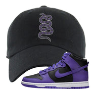 Psychic Purple High Dunks Dad Hat | Coiled Snake, Black