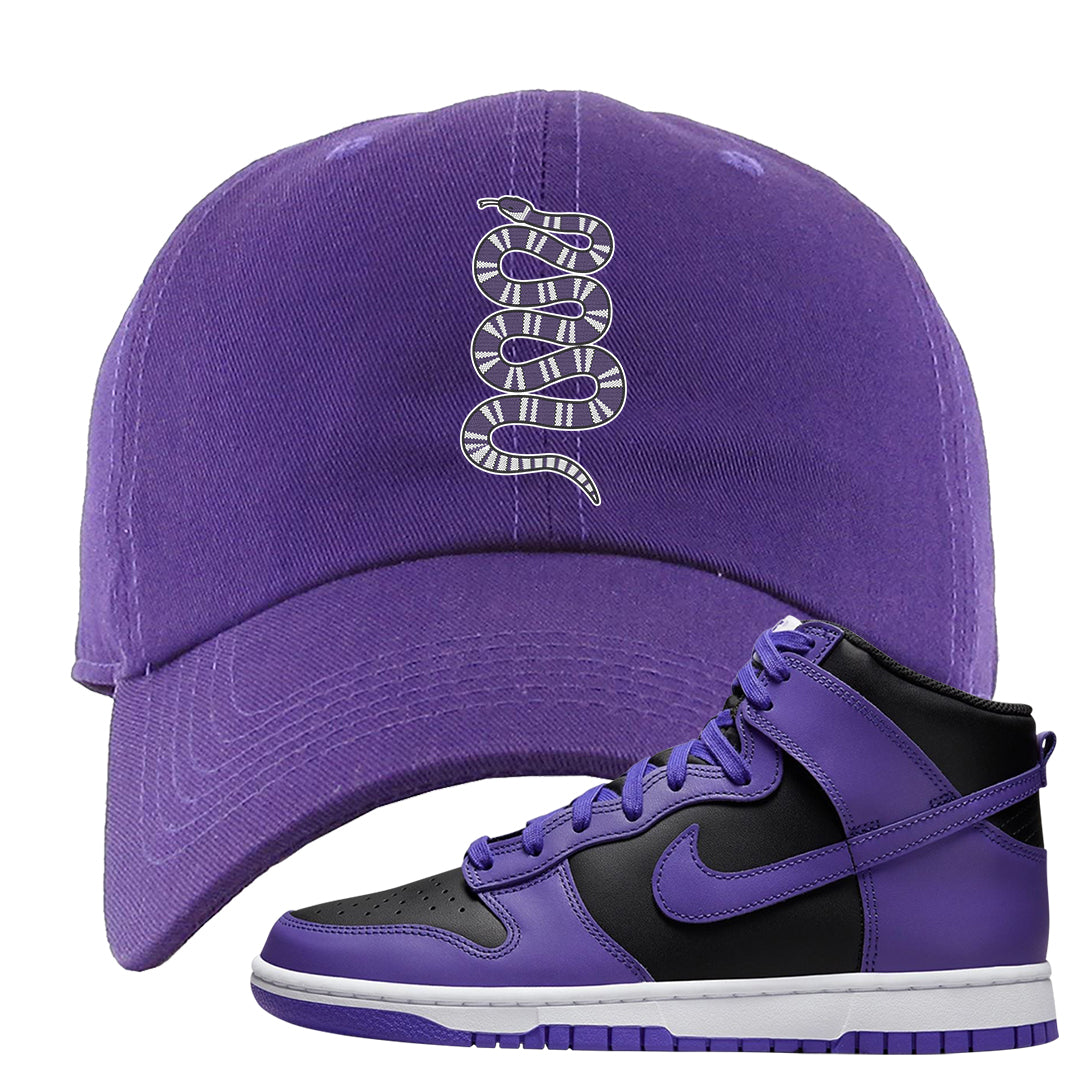 Psychic Purple High Dunks Dad Hat | Coiled Snake, Purple