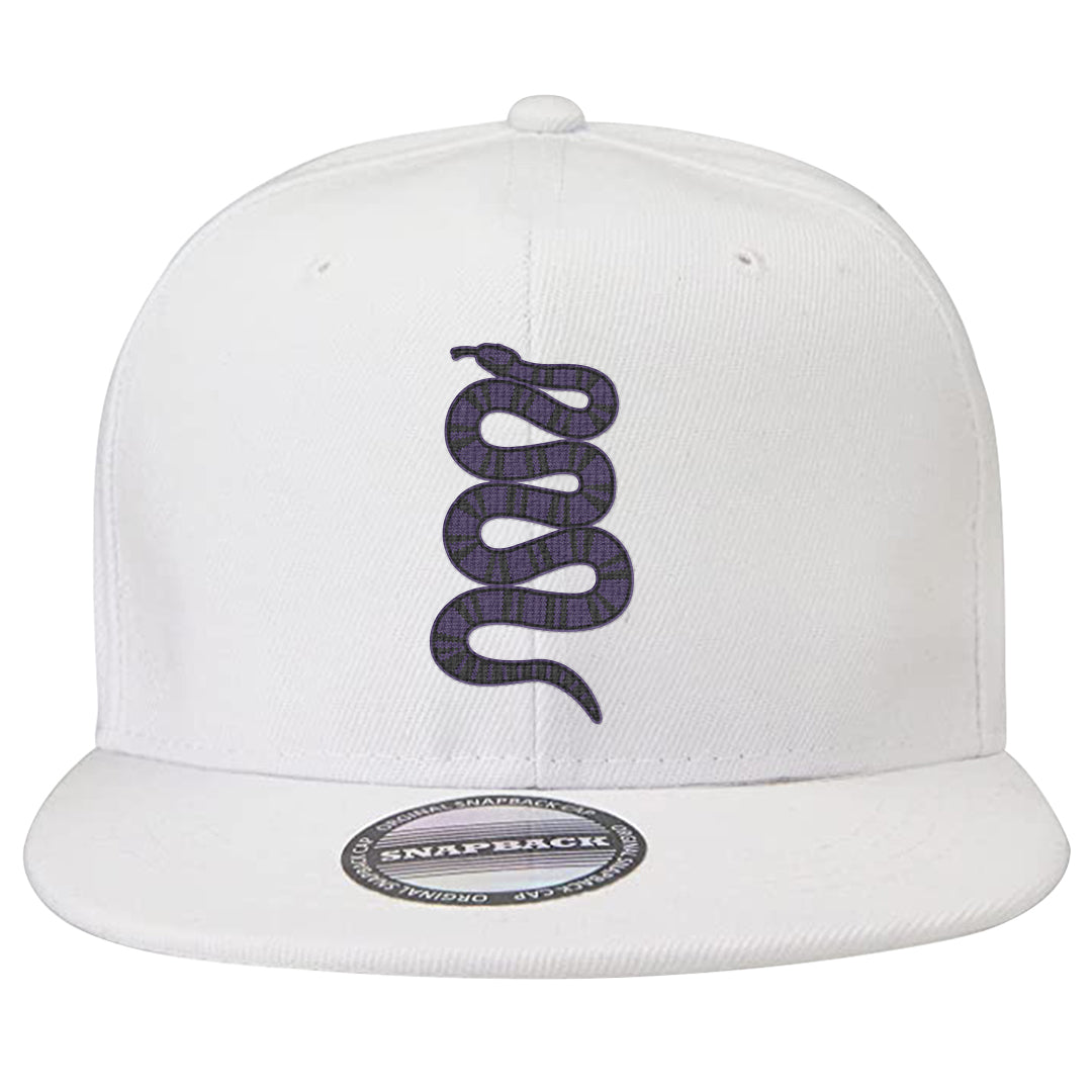 Psychic Purple High Dunks Snapback Hat | Coiled Snake, White