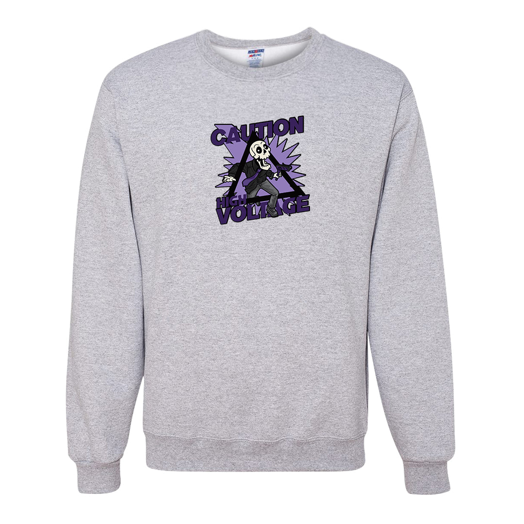 Psychic Purple High Dunks Crewneck Sweatshirt | Caution High Voltage, Ash
