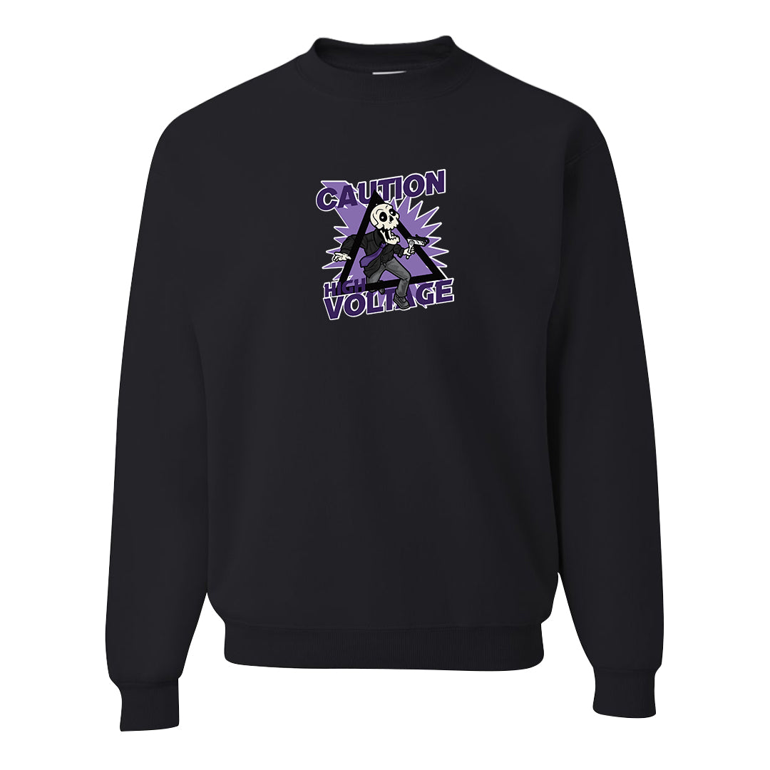Psychic Purple High Dunks Crewneck Sweatshirt | Caution High Voltage, Black
