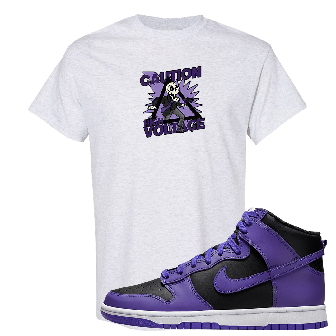 Psychic Purple High Dunks T Shirt | Caution High Voltage, Ash