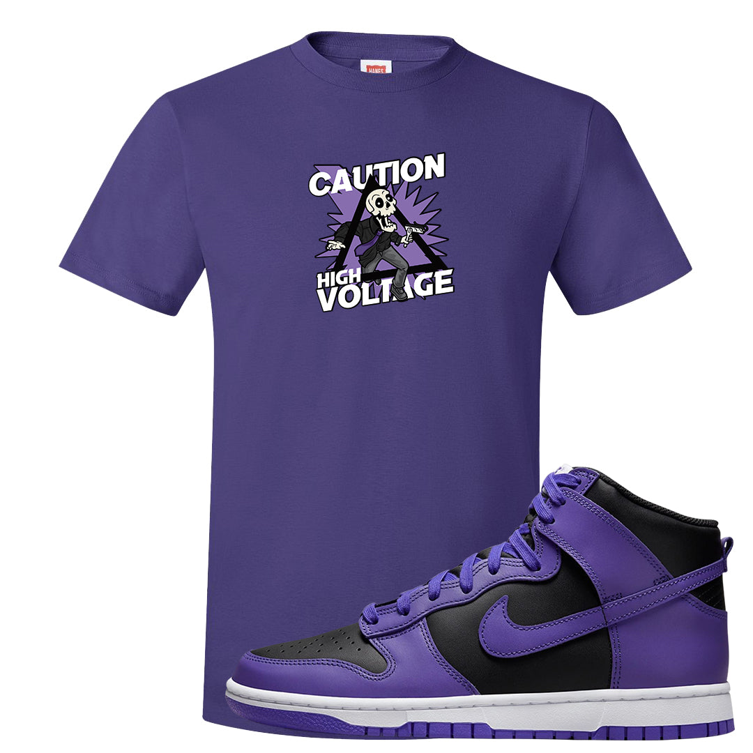 Psychic Purple High Dunks T Shirt | Caution High Voltage, Purple