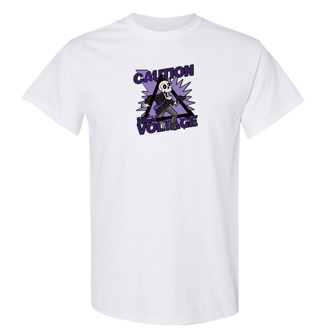 Psychic Purple High Dunks T Shirt | Caution High Voltage, White