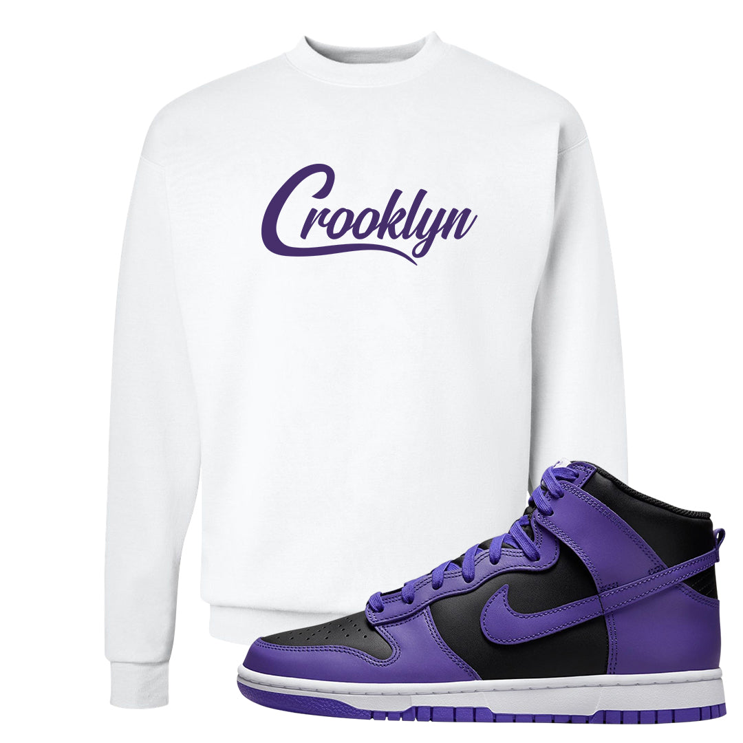 Psychic Purple High Dunks Crewneck Sweatshirt | Crooklyn, White