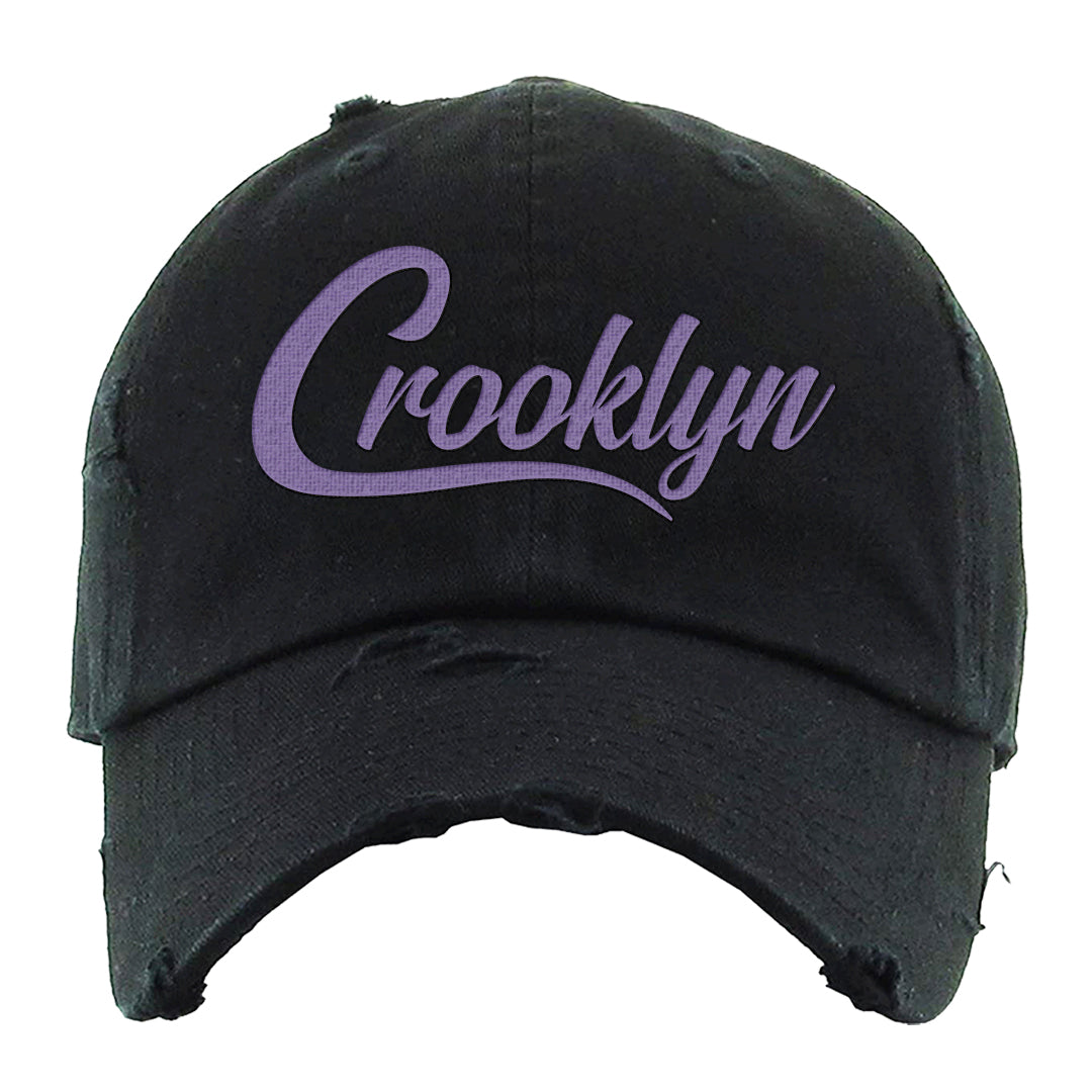 Psychic Purple High Dunks Distressed Dad Hat | Crooklyn, Black