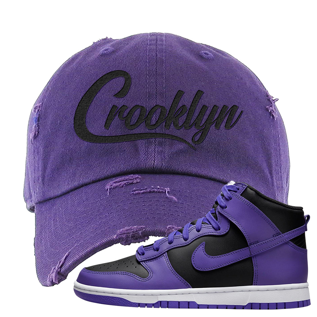 Psychic Purple High Dunks Distressed Dad Hat | Crooklyn, Purple
