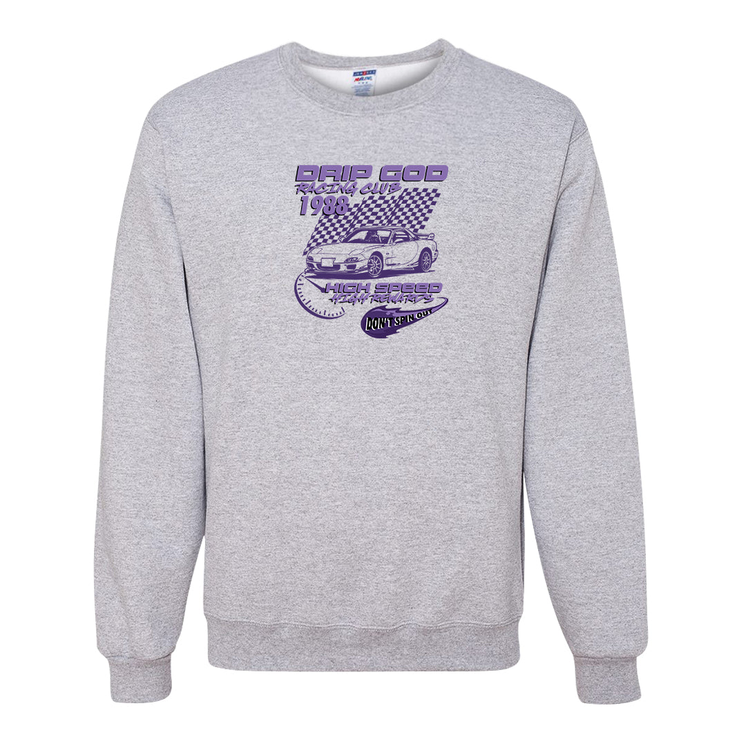 Psychic Purple High Dunks Crewneck Sweatshirt | Drip God Racing Club, Ash