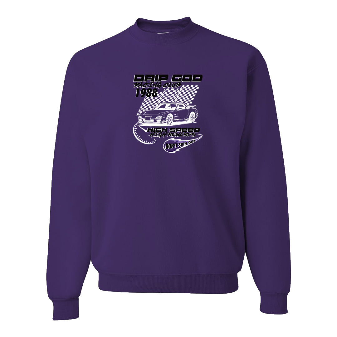 Psychic Purple High Dunks Crewneck Sweatshirt | Drip God Racing Club, Deep Purple