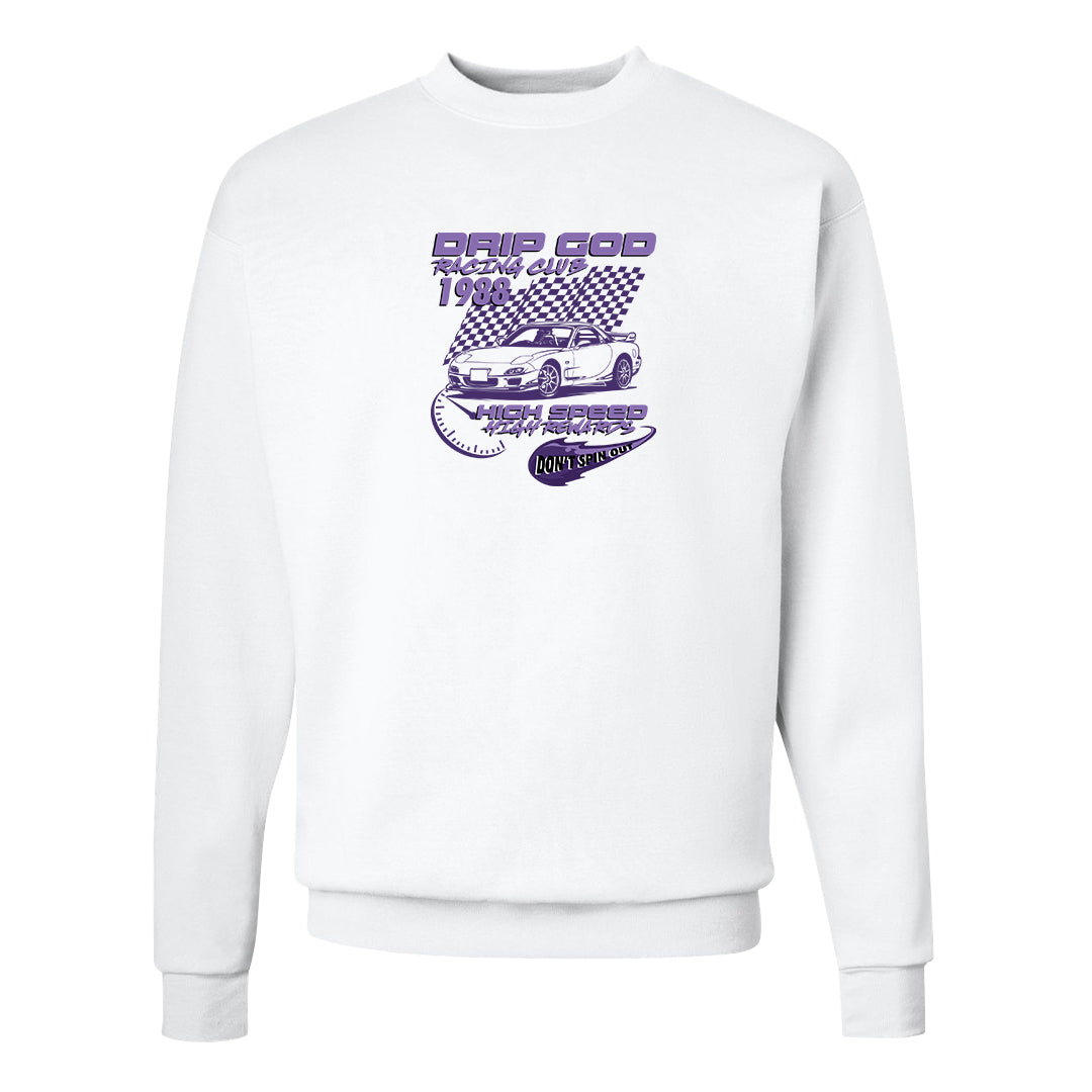 Psychic Purple High Dunks Crewneck Sweatshirt | Drip God Racing Club, White