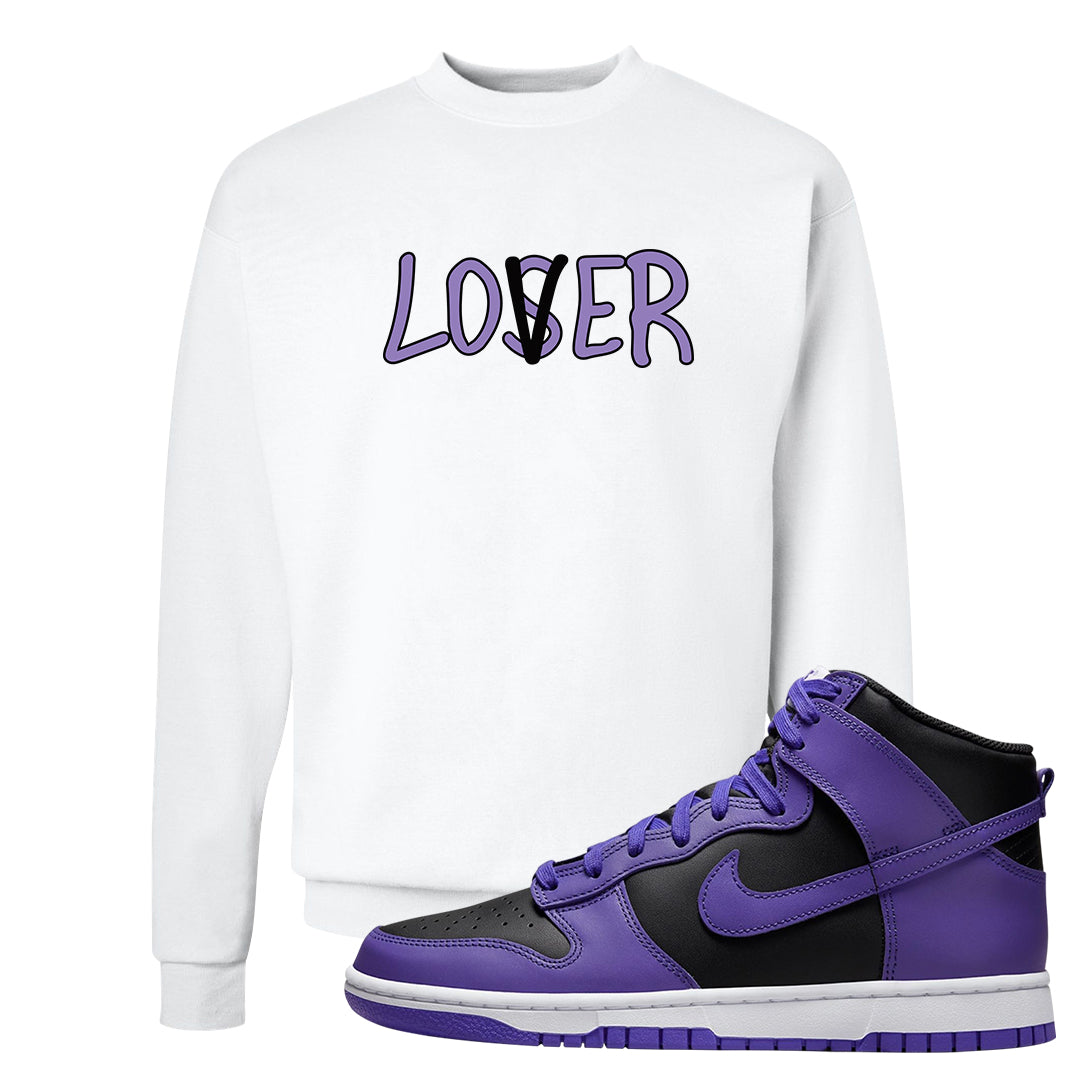Psychic Purple High Dunks Crewneck Sweatshirt | Lover, White