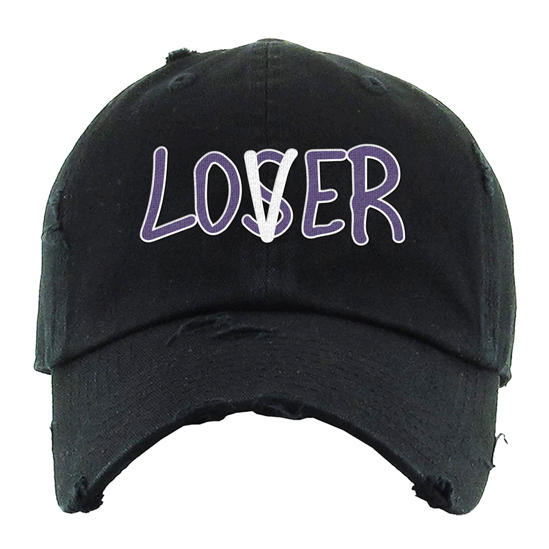 Psychic Purple High Dunks Distressed Dad Hat | Lover, Black