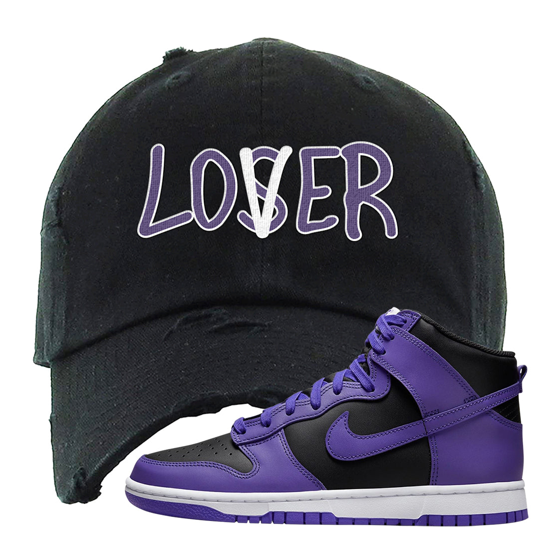 Psychic Purple High Dunks Distressed Dad Hat | Lover, Black