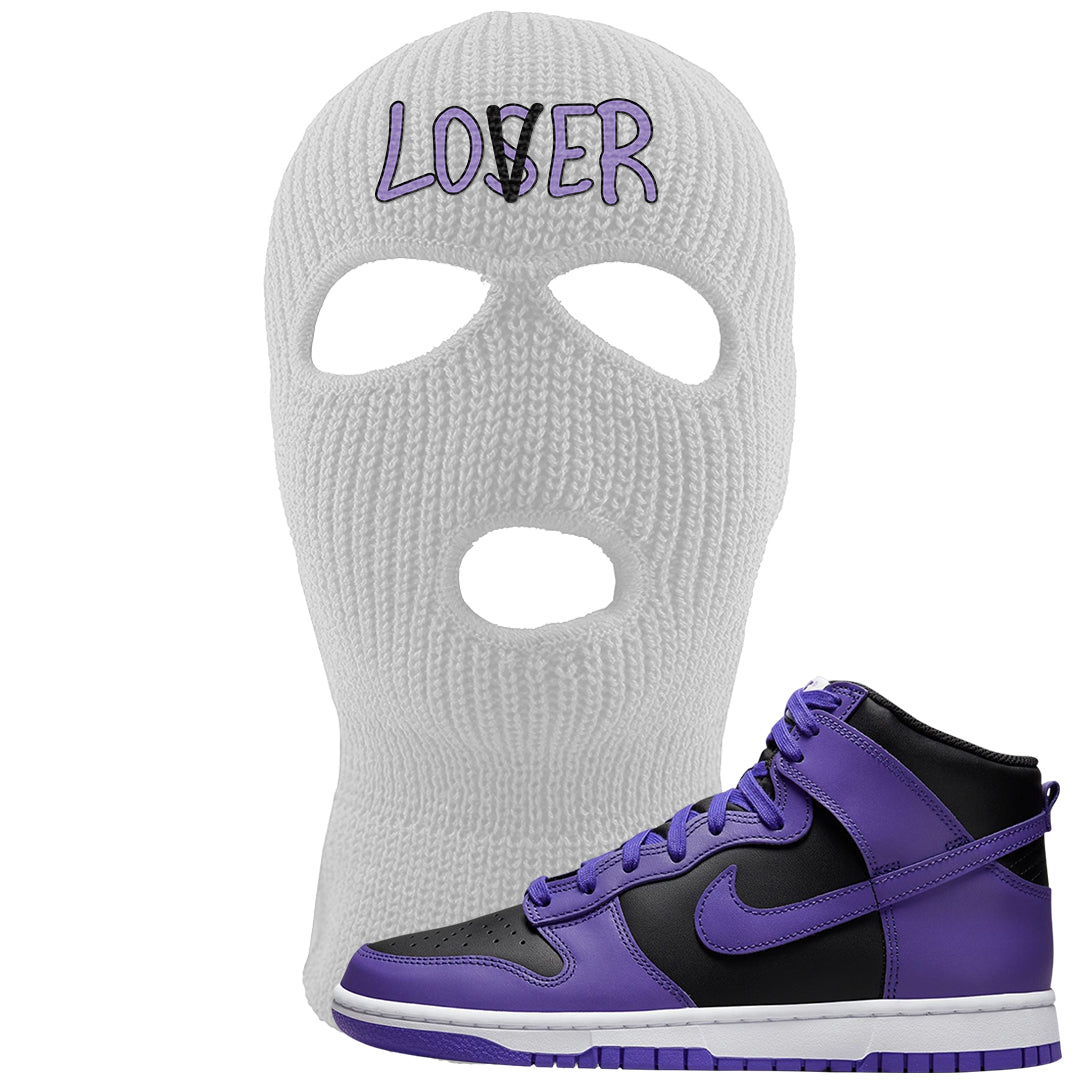 Psychic Purple High Dunks Ski Mask | Lover, White