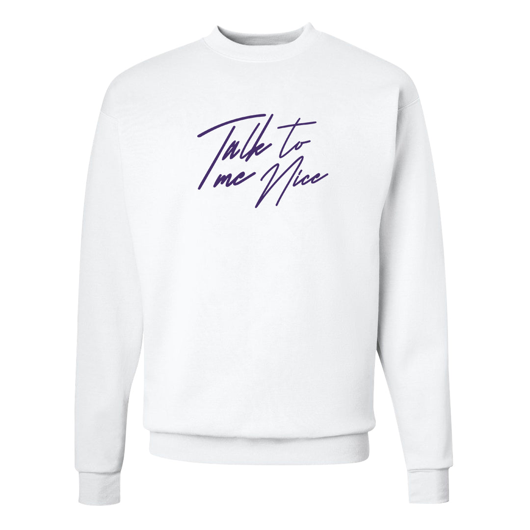 Psychic Purple High Dunks Crewneck Sweatshirt | Talk To Me Nice, White