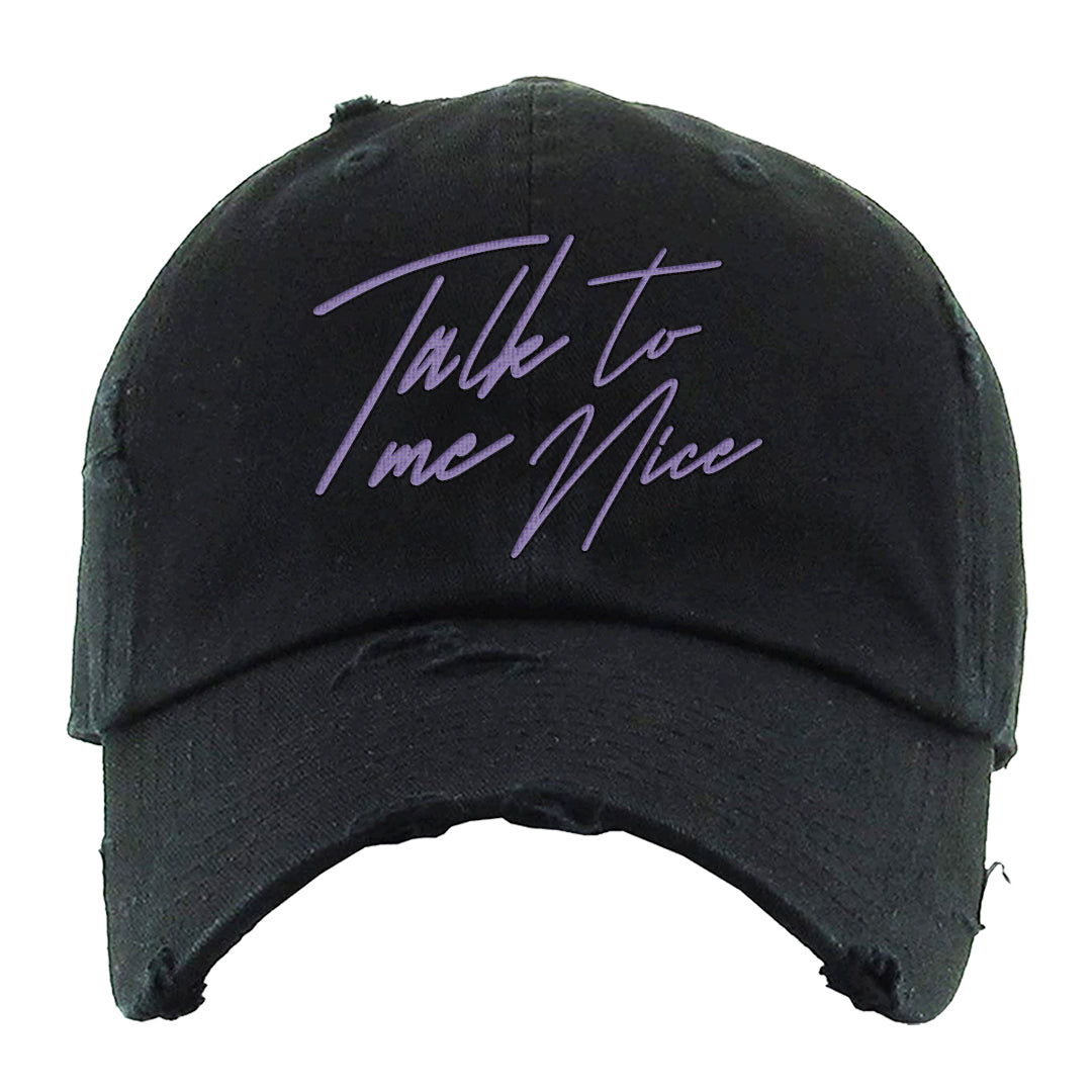 Psychic Purple High Dunks Distressed Dad Hat | Talk To Me Nice, Black