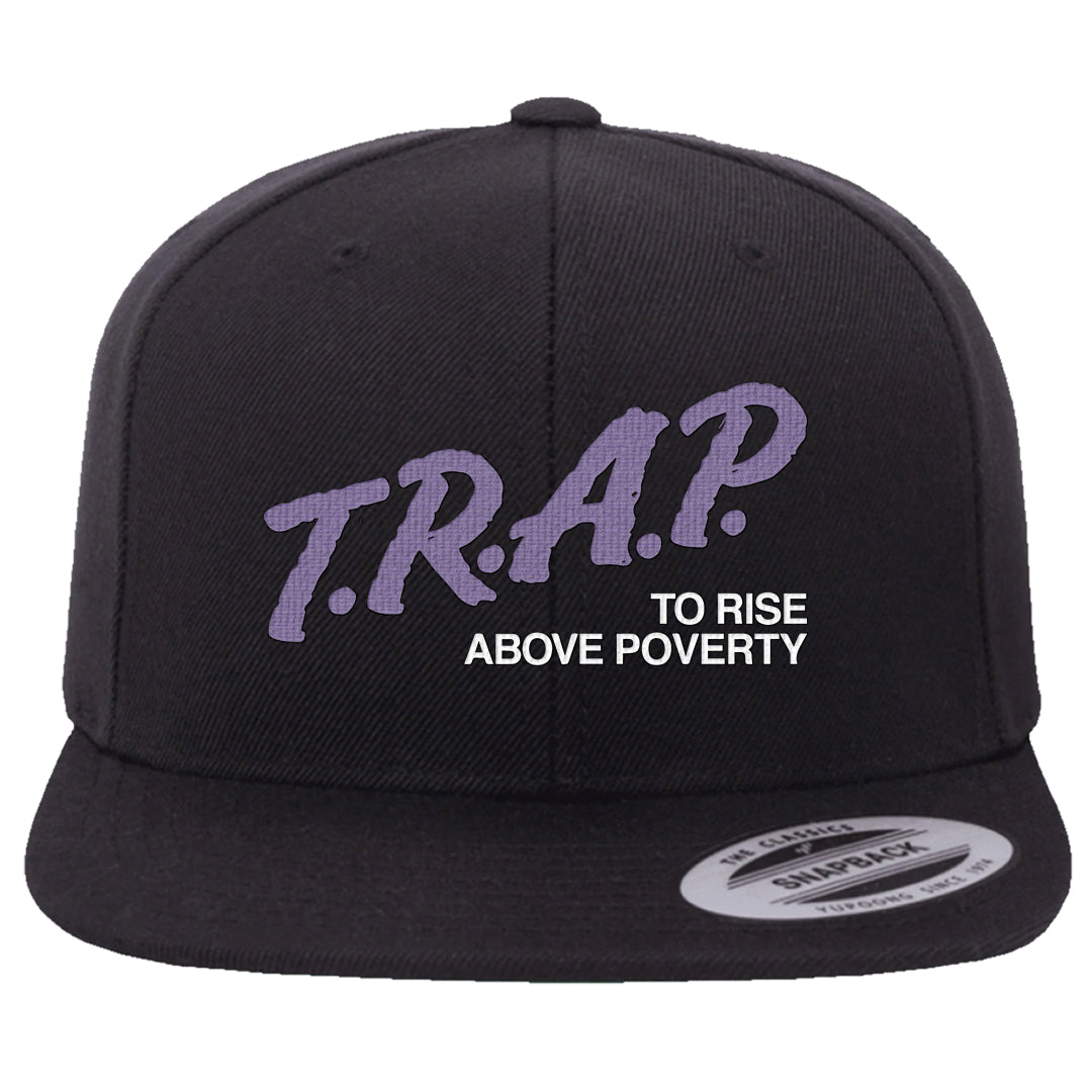 Psychic Purple High Dunks Snapback Hat | Trap To Rise Above Poverty, Black