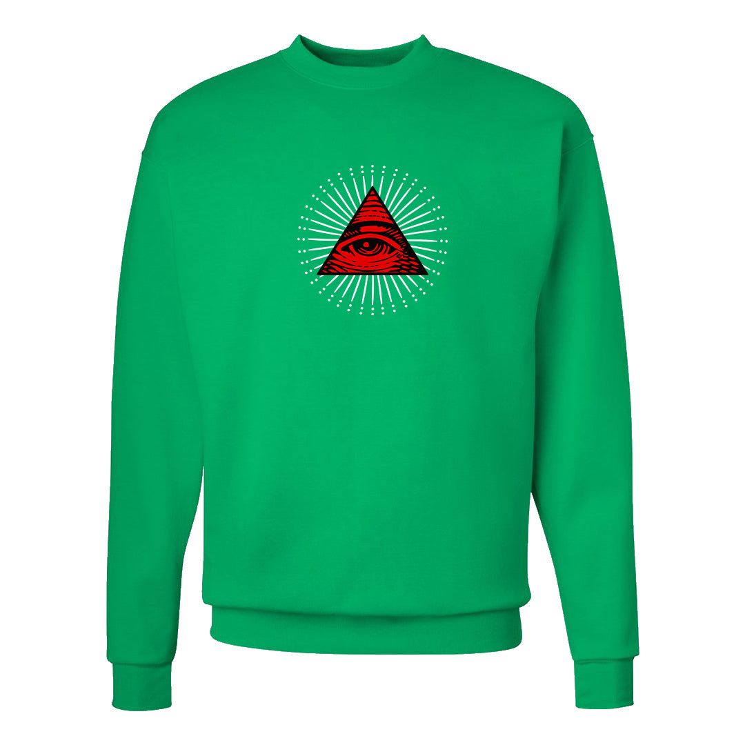 Red Green Plaid Low Dunks Crewneck Sweatshirt | All Seeing Eye, Kelly Green