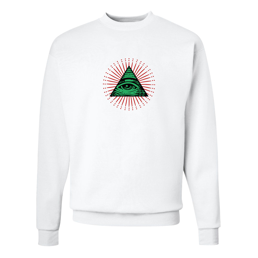 Red Green Plaid Low Dunks Crewneck Sweatshirt | All Seeing Eye, White