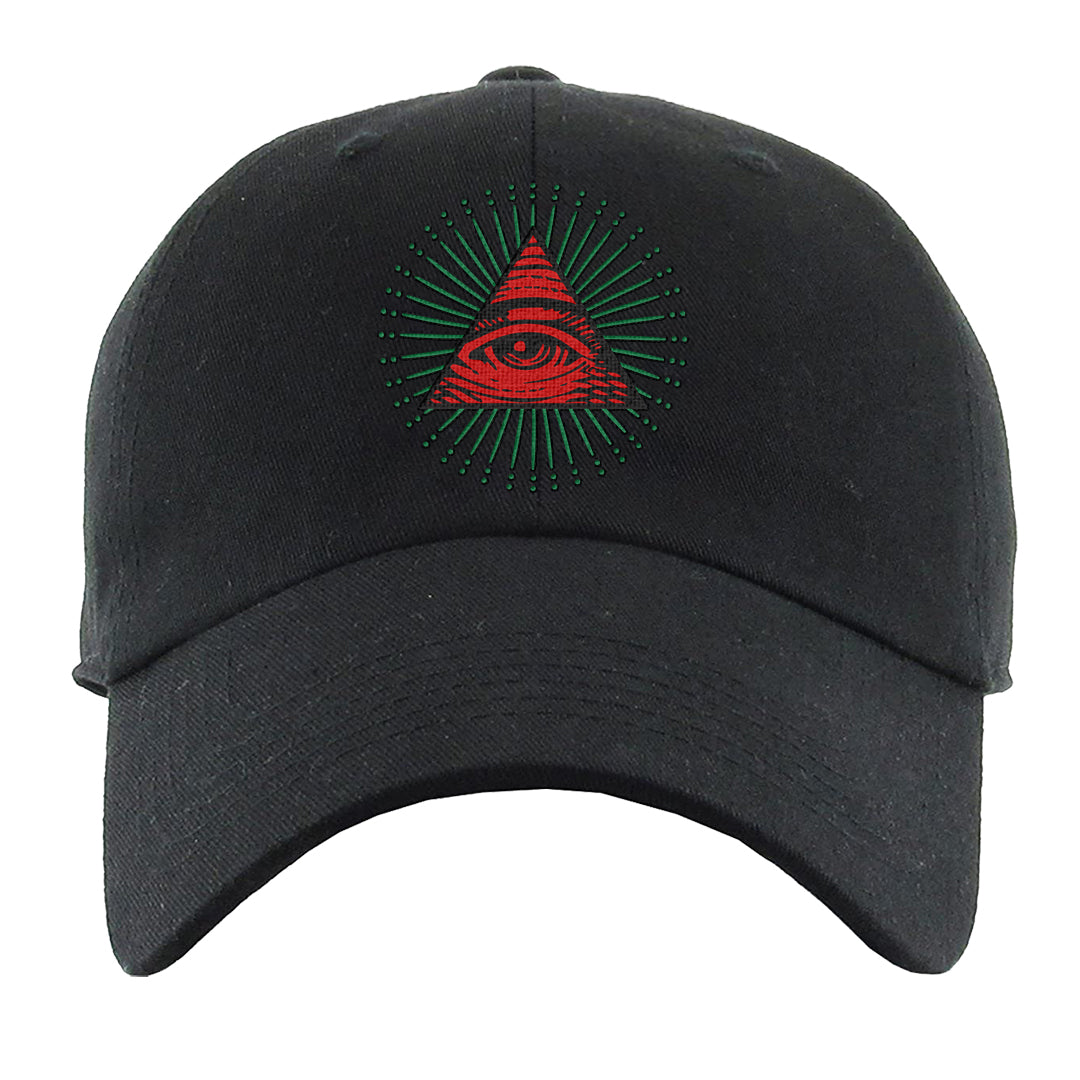 Red Green Plaid Low Dunks Dad Hat | All Seeing Eye, Black