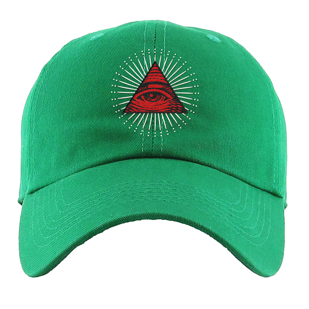 Red Green Plaid Low Dunks Dad Hat | All Seeing Eye, Kelly Green