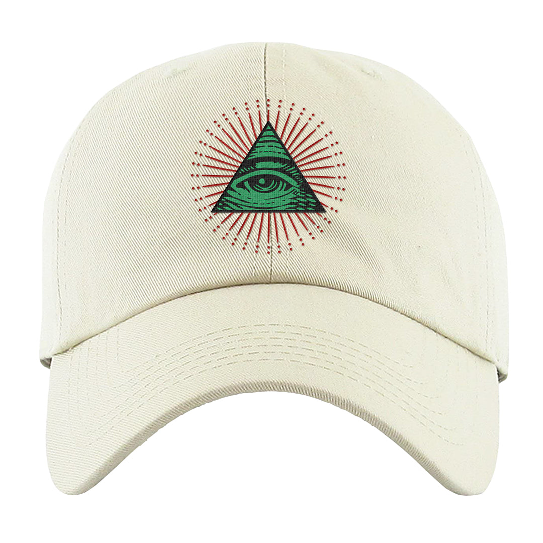 Red Green Plaid Low Dunks Dad Hat | All Seeing Eye, White