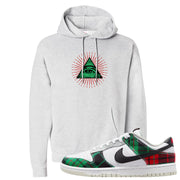 Red Green Plaid Low Dunks Hoodie | All Seeing Eye, Ash
