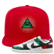 Red Green Plaid Low Dunks Snapback Hat | All Seeing Eye, Red