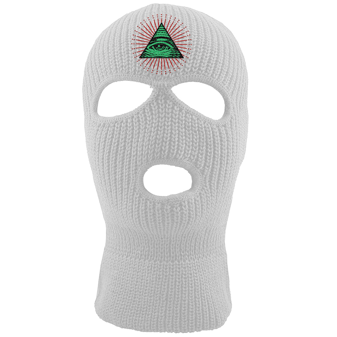 Red Green Plaid Low Dunks Ski Mask | All Seeing Eye, White