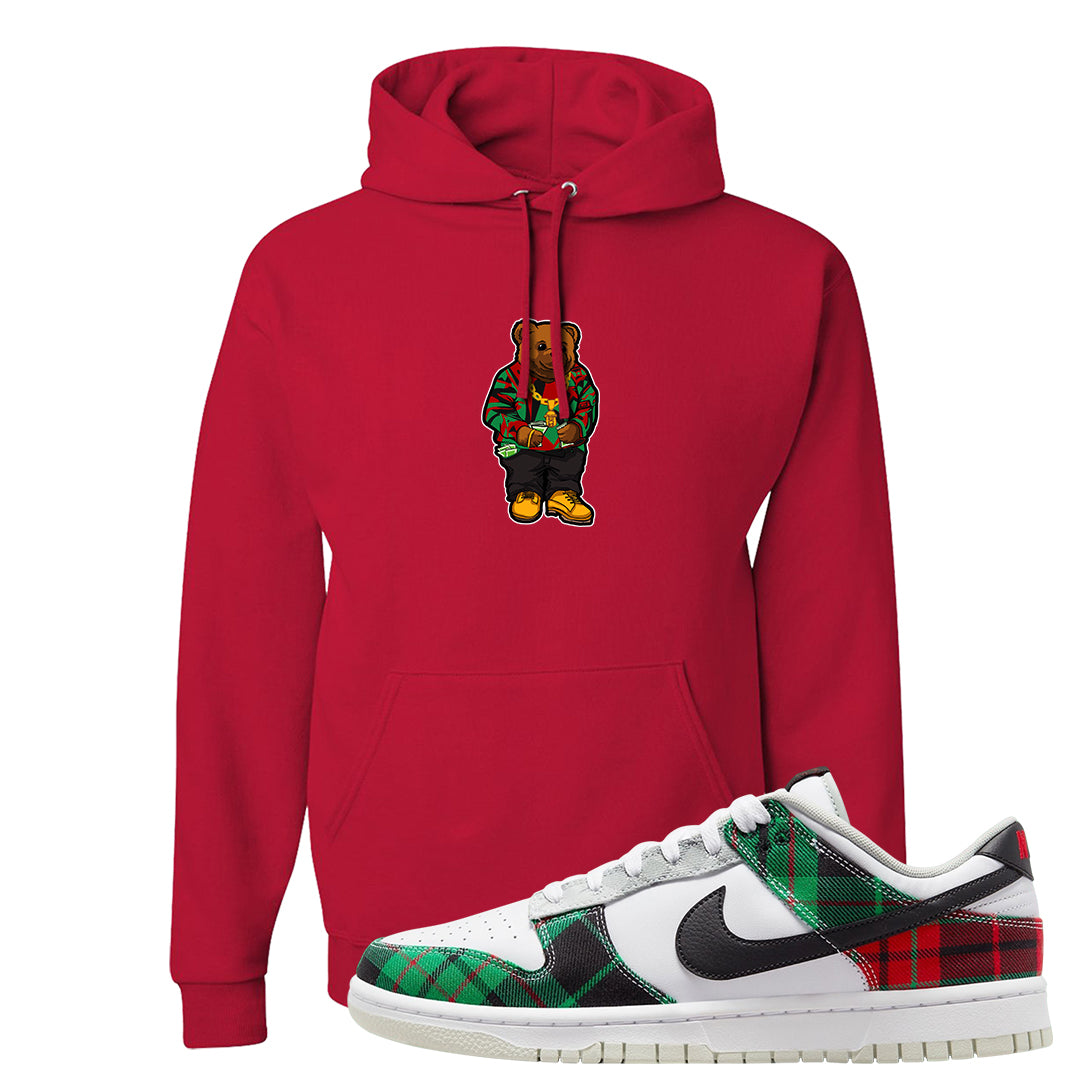 Red Green Plaid Low Dunks Hoodie | Sweater Bear, Red